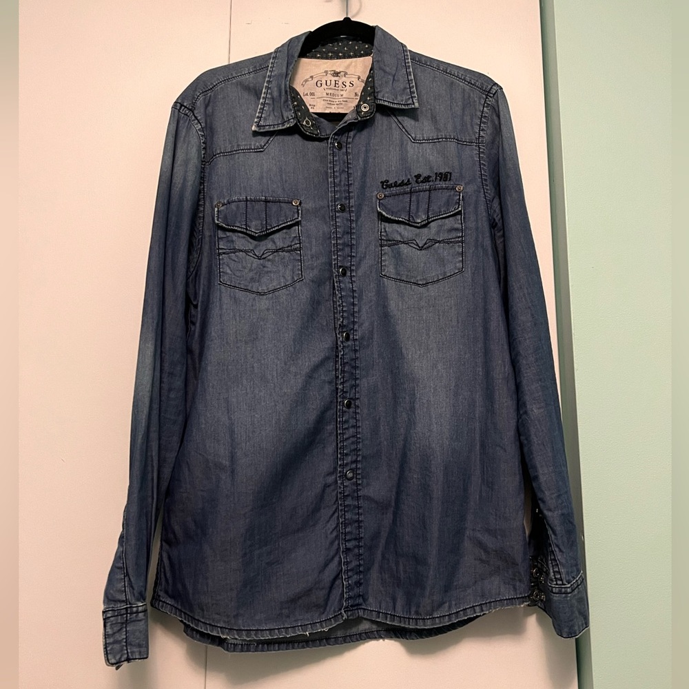 GUESS Long Sleeve Cotton Button-Up Men’s Shirt